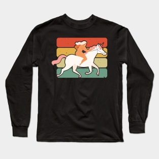 Cowgirl Riding Horse, Vintage Design Long Sleeve T-Shirt